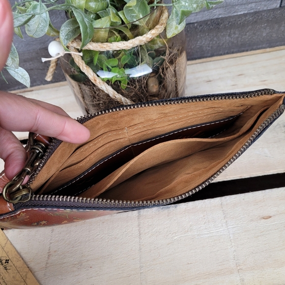 Patricia Nash Slim St Croce Tan Prairie Rose Wristlet Clutch - Picture 5 of 12